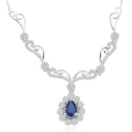 1.65 ct. Pırlanta Safir Kolye